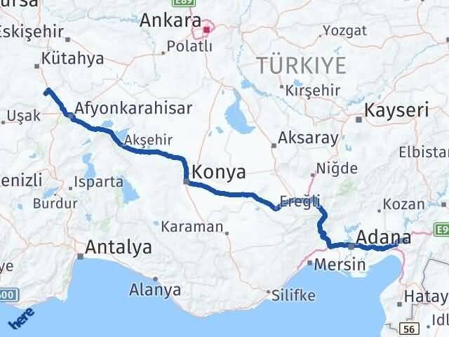 Osmaniye Altıntaş Kütahya Arası Kaç Km - Yol Haritası