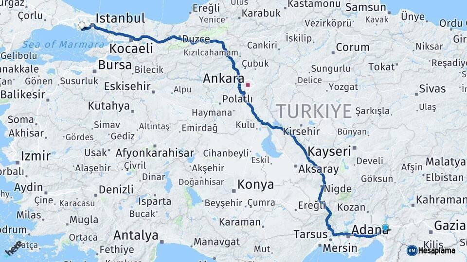 Osmaniye Avcılar İstanbul Arası Kaç Km - Yol Haritası