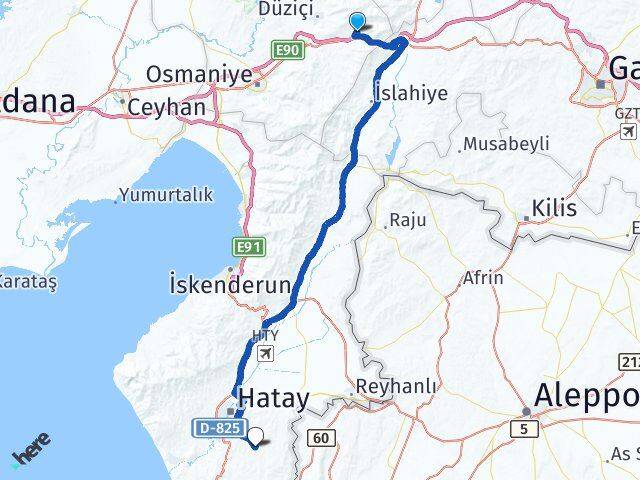 Osmaniye Bahçe Altınözü Hatay Arası Kaç Km - Yol Haritası