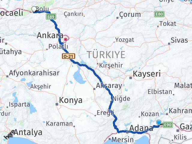 Osmaniye Bahçe Bolu Arası Kaç Km - Yol Haritası