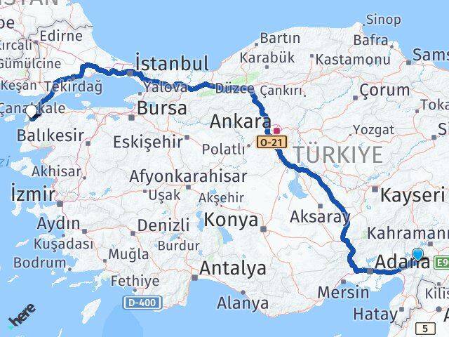 Osmaniye Bahçe Çanakkale Arası Kaç Km - Yol Haritası