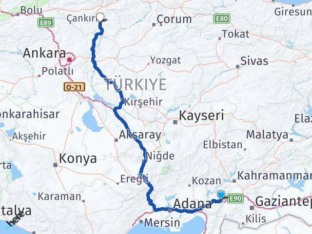 Osmaniye Bahçe Çankırı Arası Kaç Km - Yol Haritası
