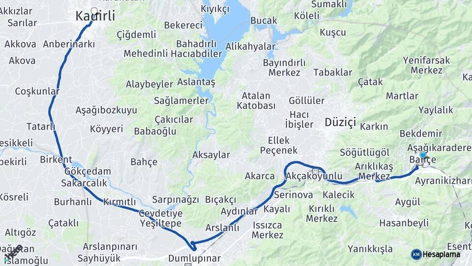 Osmaniye Bahçe Kadirli Arası Kaç Km - Yol Haritası