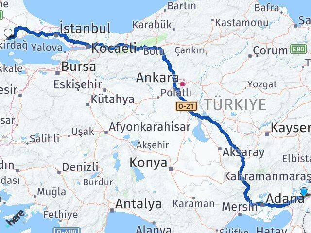 Osmaniye Bahçe Tekirdağ Arası Kaç Km - Yol Haritası