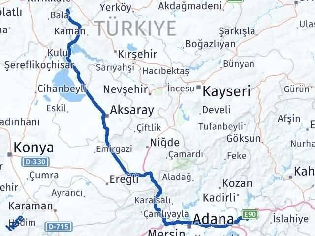 Osmaniye Bahşili Kırıkkale Arası Kaç Km - Yol Haritası