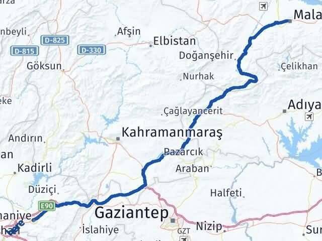 Osmaniye Battalgazi Malatya Arası Kaç Km - Yol Haritası