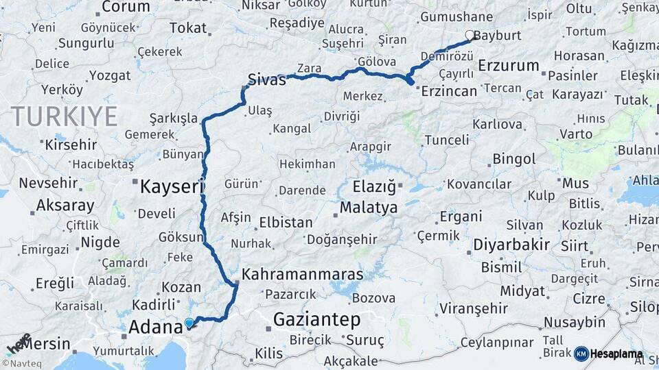 Osmaniye Bayburt Arası Kaç Km - Yol Haritası