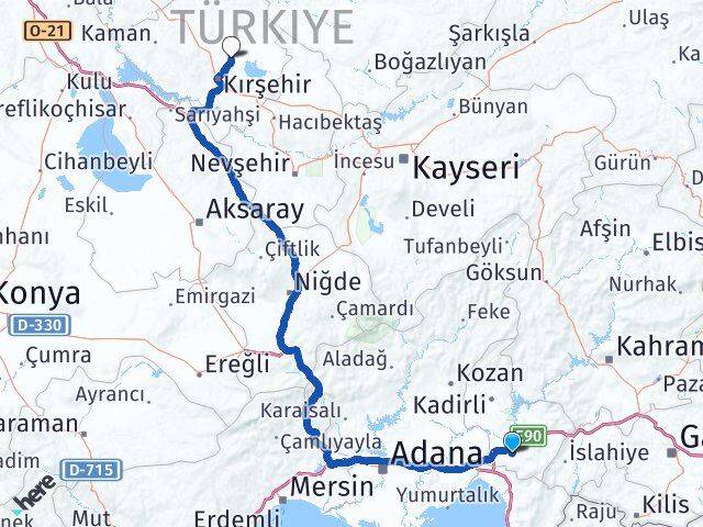 Osmaniye Boztepe Kırşehir Arası Kaç Km - Yol Haritası