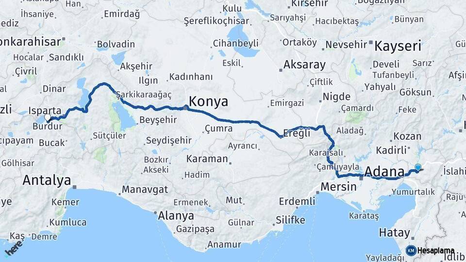 Osmaniye Burdur Arası Kaç Km - Yol Haritası