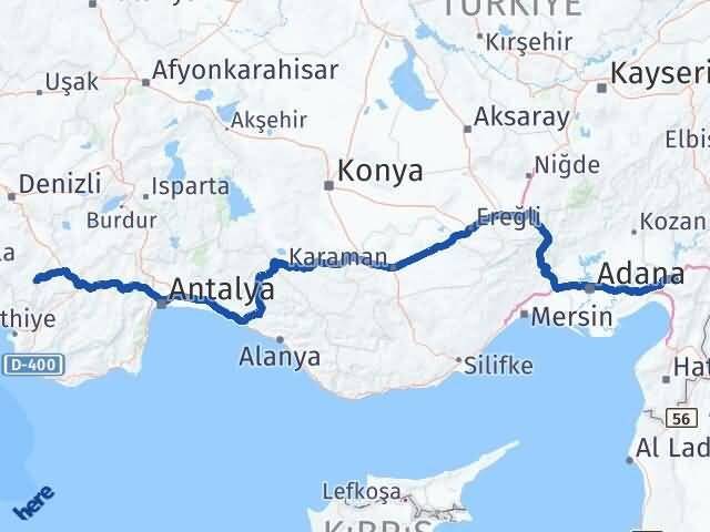 Osmaniye Çameli Denizli Arası Kaç Km - Yol Haritası
