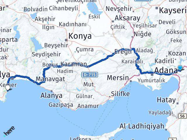 Osmaniye Çamyuva Kemer Antalya Arası Kaç Km - Yol Haritası