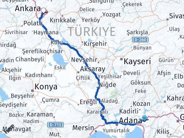 Osmaniye Çankaya Ankara Arası Kaç Km - Yol Haritası