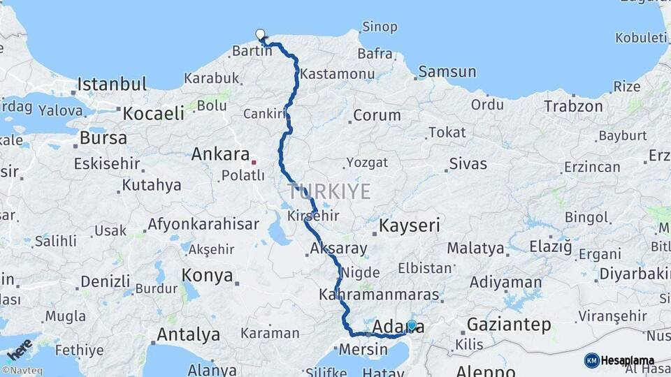 Osmaniye Cide Kastamonu Arası Kaç Km - Yol Haritası