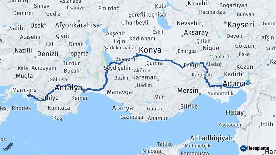 Osmaniye Dalaman Muğla Arası Kaç Km - Yol Haritası