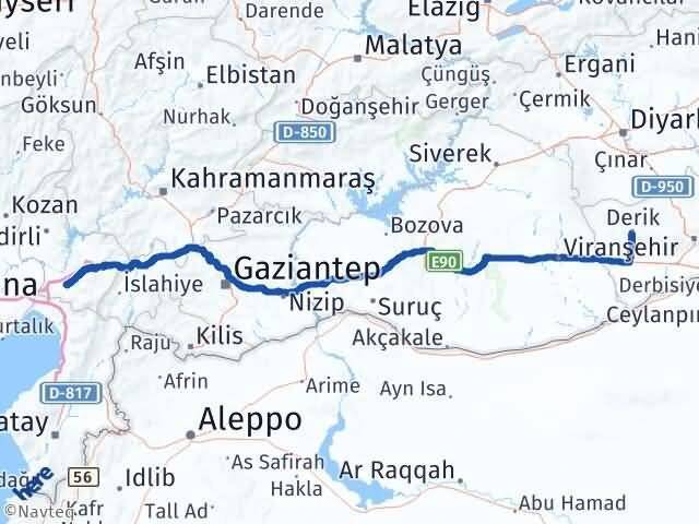 Osmaniye Derik Mardin Arası Kaç Km - Yol Haritası