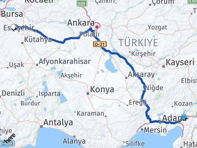 Osmaniye Domaniç Kütahya Arası Kaç Km - Yol Haritası