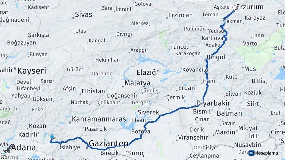 Düziçi Erzurum Arası Kaç Km - Yol Tarifi