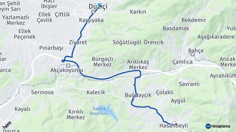 Osmaniye Düziçi Hasanbeyli Arası Kaç Km - Yol Haritası