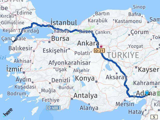 Osmaniye Eceabat Çanakkale Arası Kaç Km - Yol Haritası