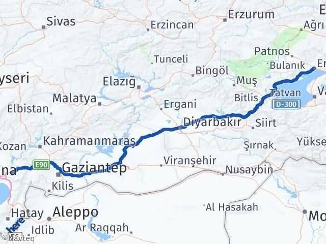 Osmaniye Erciş Van Arası Kaç Km - Yol Haritası