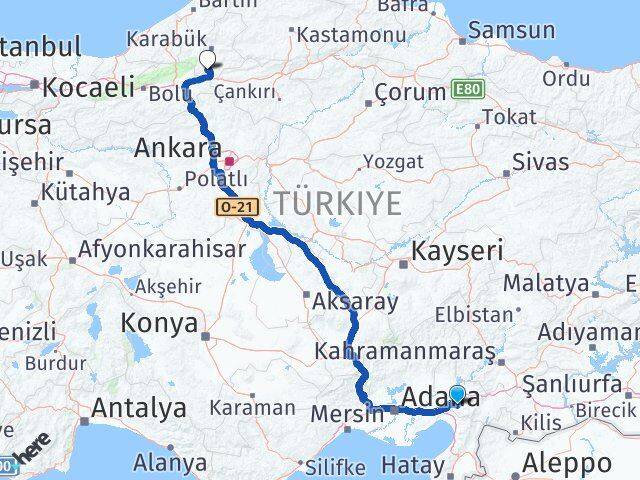 Osmaniye Eskipazar Karabük Arası Kaç Km - Yol Haritası