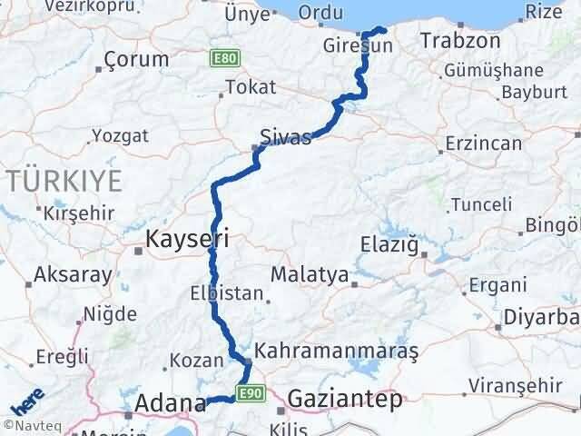 Osmaniye Espiye Giresun Arası Kaç Km - Yol Haritası