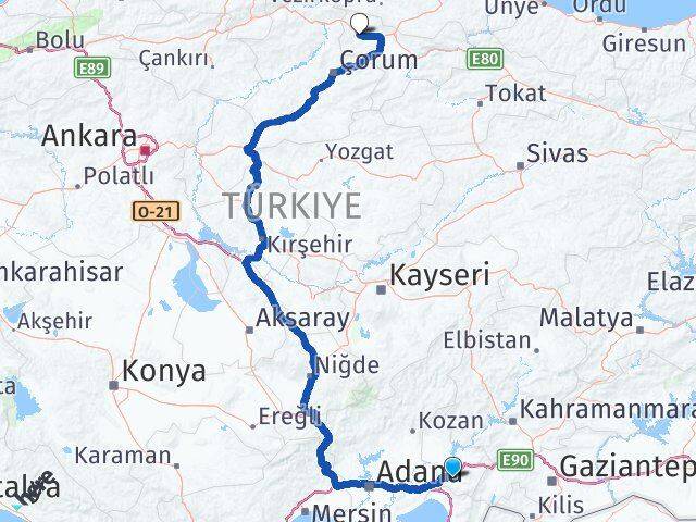 Osmaniye Gümüşhacıköy Amasya Arası Kaç Km - Yol Haritası