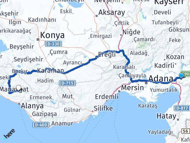 Osmaniye Gündoğmuş Antalya Arası Kaç Km - Yol Haritası