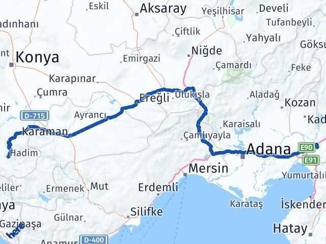 Osmaniye Hadim Konya Arası Kaç Km - Yol Haritası