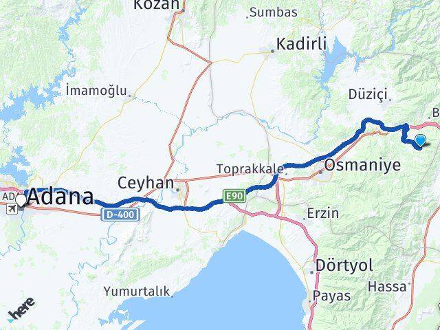 Osmaniye Hasanbeyli Adana Arası Kaç Km - Yol Haritası