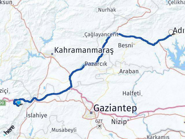 Osmaniye Hasanbeyli Adıyaman Arası Kaç Km - Yol Haritası