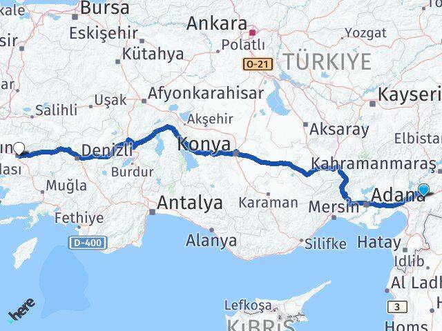 Osmaniye Hasanbeyli Aydın Arası Kaç Km - Yol Haritası