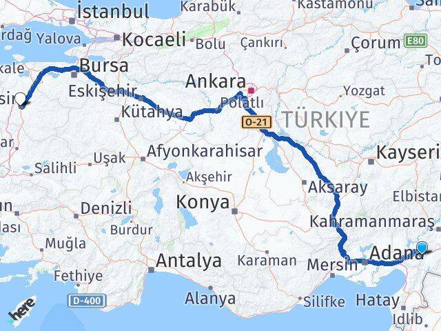 Osmaniye Hasanbeyli Balıkesir Arası Kaç Km - Yol Haritası