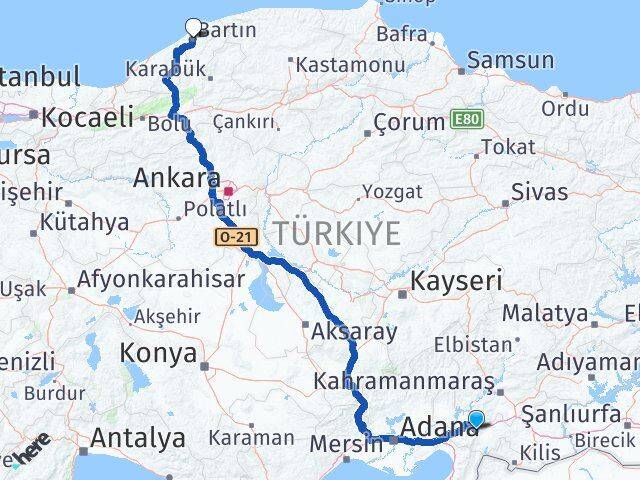 Osmaniye Hasanbeyli Bartın Arası Kaç Km - Yol Haritası