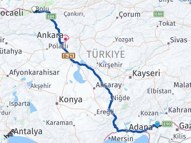 Osmaniye Hasanbeyli Bolu Arası Kaç Km - Yol Haritası