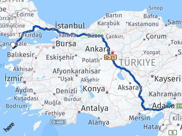 Osmaniye Hasanbeyli Çanakkale Arası Kaç Km - Yol Haritası