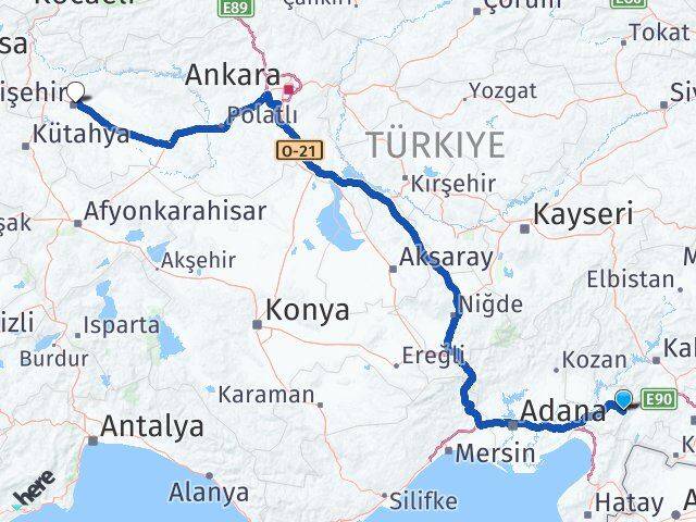 Osmaniye Hasanbeyli Eskişehir Arası Kaç Km - Yol Haritası