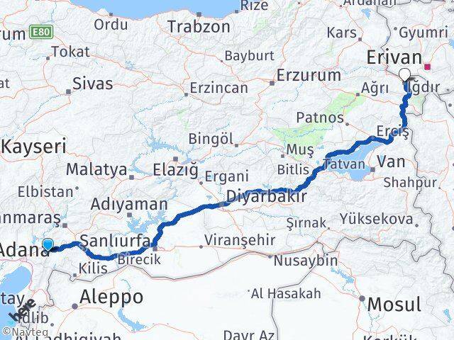 Osmaniye Hasanbeyli Iğdır Arası Kaç Km - Yol Haritası