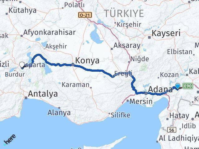 Osmaniye Hasanbeyli Isparta Arası Kaç Km - Yol Haritası