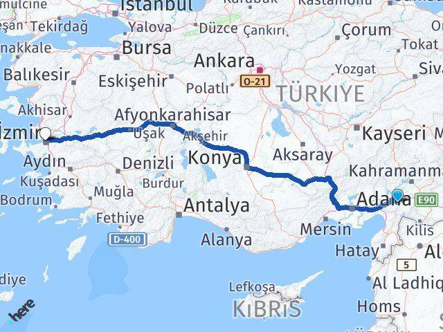 Osmaniye Hasanbeyli İzmir Arası Kaç Km - Yol Haritası