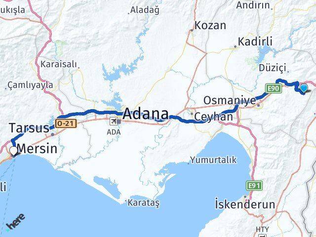 Osmaniye Hasanbeyli Mersin Arası Kaç Km - Yol Haritası