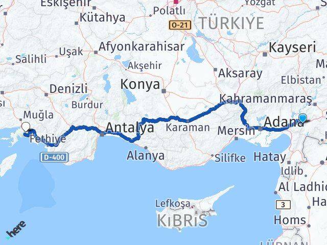 Osmaniye Hasanbeyli Muğla Arası Kaç Km - Yol Haritası