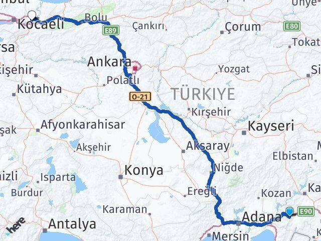 Osmaniye Hasanbeyli Sakarya Arası Kaç Km - Yol Haritası