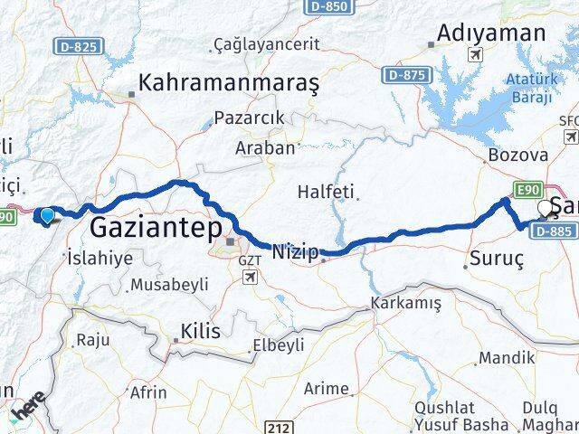 Osmaniye Hasanbeyli Şanlıurfa Arası Kaç Km - Yol Haritası