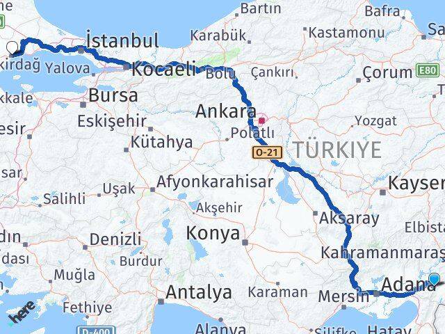 Osmaniye Hasanbeyli Tekirdağ Arası Kaç Km - Yol Haritası