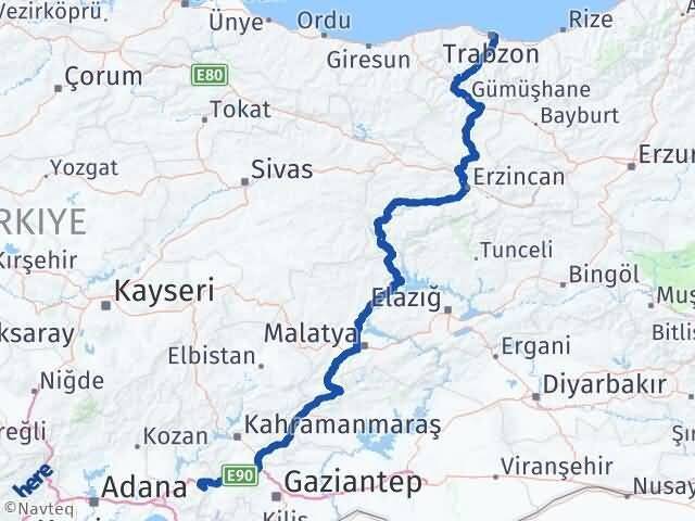 Osmaniye Hasanbeyli Trabzon Arası Kaç Km - Yol Haritası
