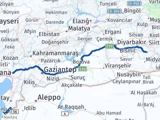 Osmaniye Hasankeyf Batman Arası Kaç Km - Yol Haritası