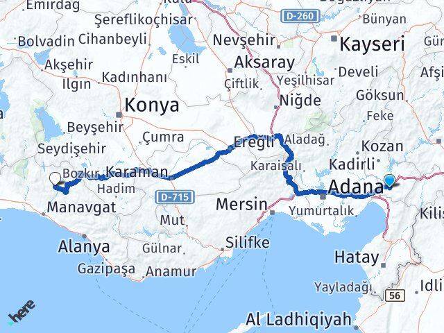 Osmaniye İbradı Antalya Arası Kaç Km - Yol Haritası