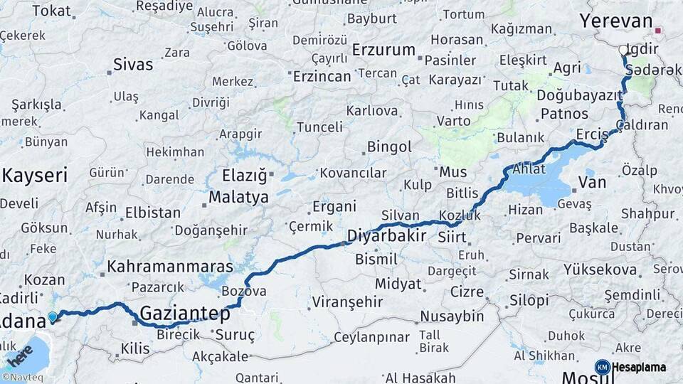 Osmaniye Iğdır Arası Kaç Km - Yol Haritası