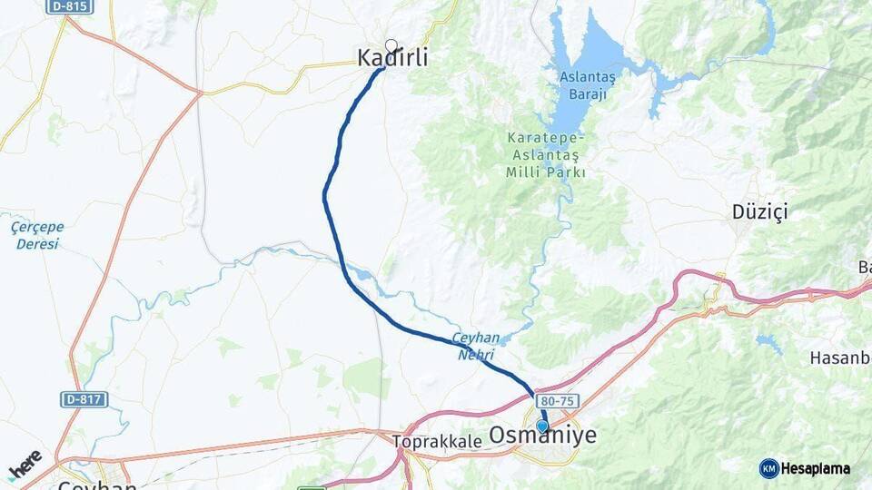 Osmaniye Kadirli Arası Kaç Km - Yol Haritası
